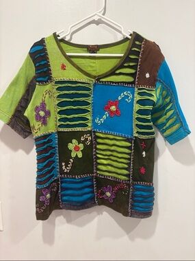 Rising International Olive & Lime Ribbed Cotton Top